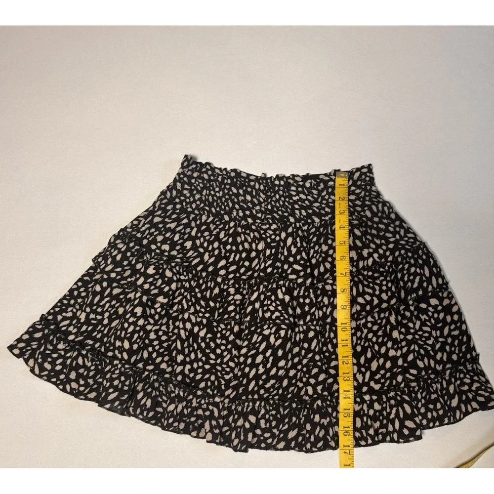 Altar'd State Skirt M Black Cream Flowy Leopard‎ Animal Print Mini